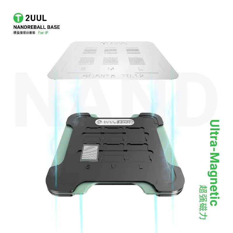 2UUL BH16 Magnetic Dual-Sided NAND Reballing Platform Set for IPhone Android EMMC Qualcomm Hisilicon NAND Flash Chip Repair Tool