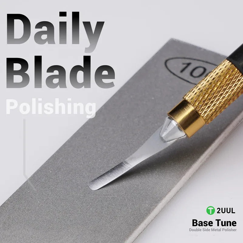 2UUL FM01 Metal Whetstone for Tweezers Correcting Repair Blade Soldering Tips Double-Side Polishing Grinding Tool Repair