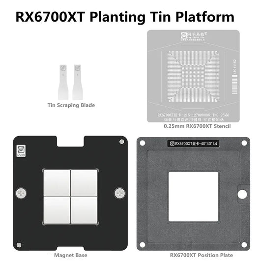 Kit de plataforma magnética para reballing BGA (0,25 mm) de la GPU AMAOE AMD Radeon RX 6700 XT