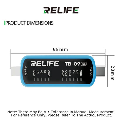 RELIFE TB-09 SE Simple Tail Insertion Tester Rapidly Locate Fault Points Lightning/Type-c Dual Plugs Fault Testing Tool