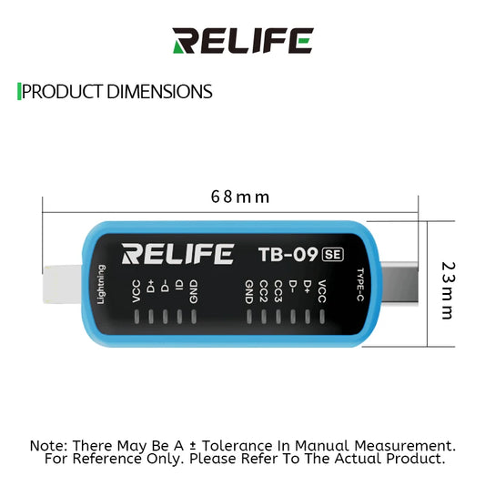 RELIFE TB-09 SE Simple Tail Insertion Tester Rapidly Locate Fault Points Lightning/Type-c Dual Plugs Fault Testing Tool
