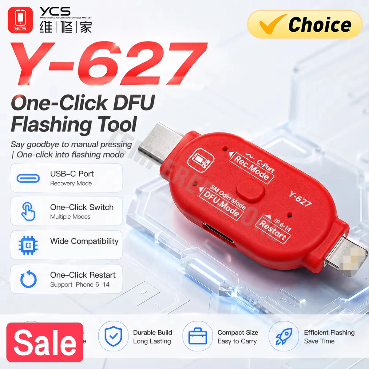YCS Y627 DFU Flashing Adapter One Key Enter Recovery Odin Mode for Mobile Phone IOS Android System Refurbish Diagnostic Tool Kit