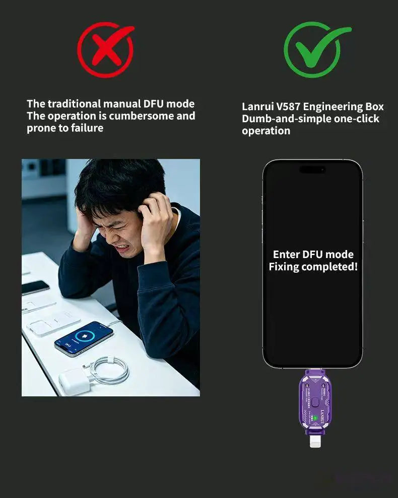 Lanrui V587 Engineering Box One-Click Operation for iPhone SAM Custom ROM Mode System Repair Diagnostic Maintenance Restore Tool