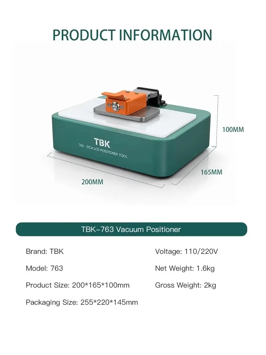 Posicionador de laminación al vacío para LCD y OCA TBK 763