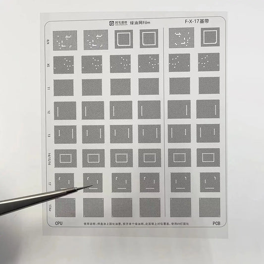 Plantilla de máscara de soldadura UV AMAOE para banda base de iPhone X-17