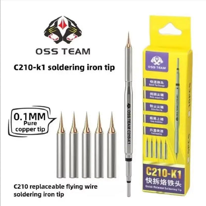 OSS C210-K1 0.1mm C210 Rapid Heating Replaceable Flying Wire Soldering Iron Tip For 210 Series Soldering Iron Handle