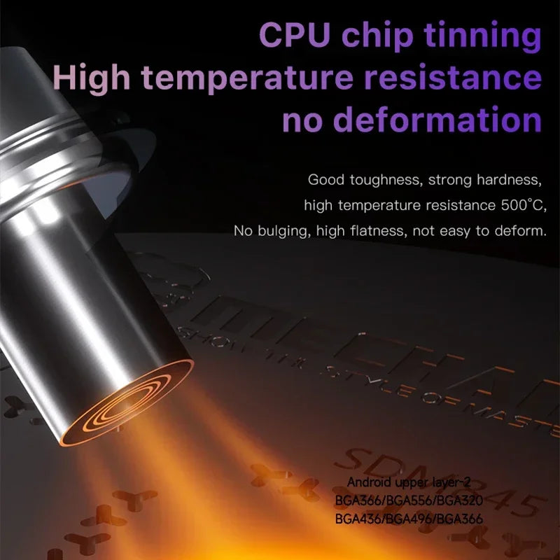 MECHANIC Juego de 9 plantillas compuestas UFO para reballing de chips BGA con orificio cuadrado, CPU Qualcomm/MTK, malla de acero para estañado