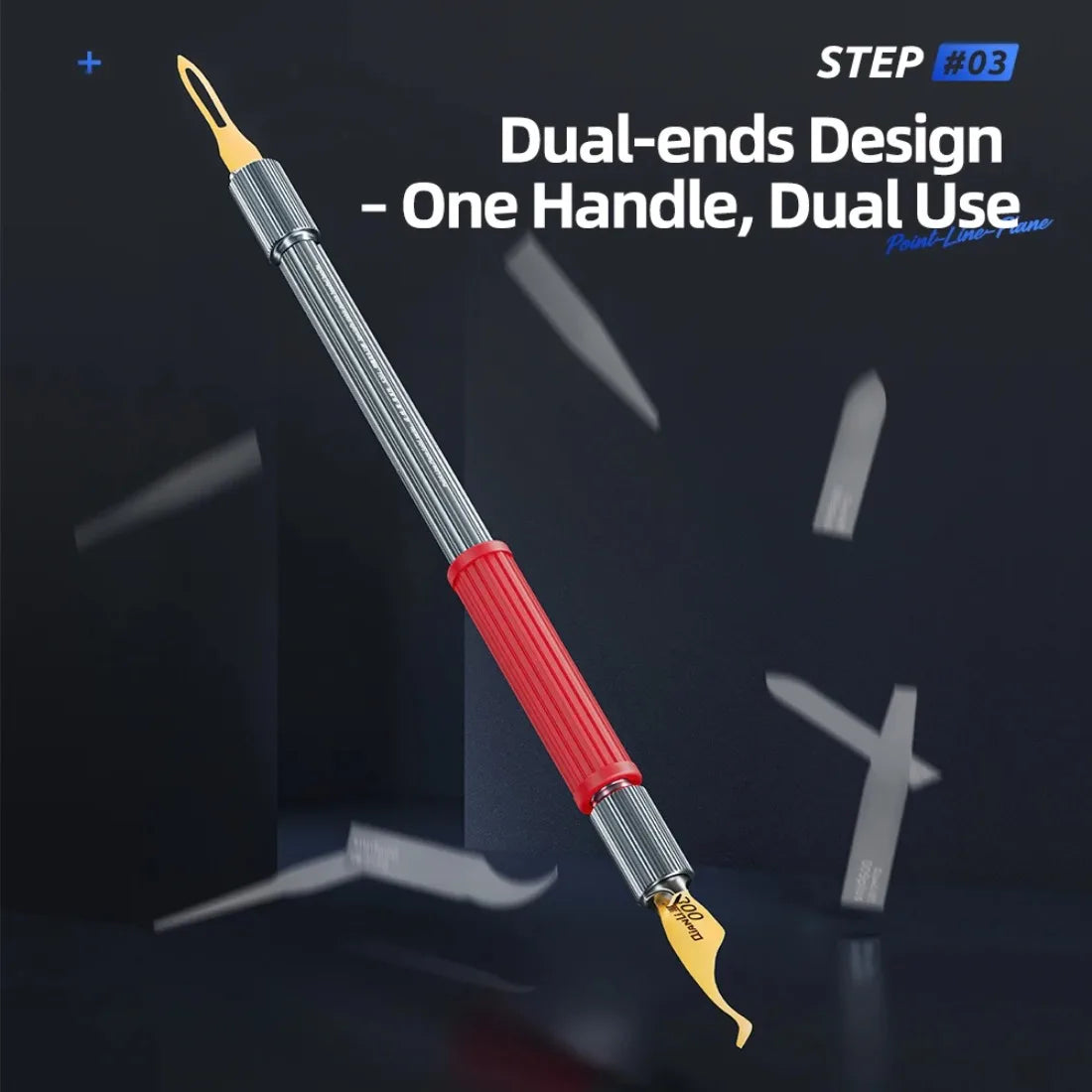 Qianli Dot-Line-Plane Dual-ends Handle for Mobile Phone Mainboard PCB Repair Solder Removal Adhesive Removal Blade Handle Tool