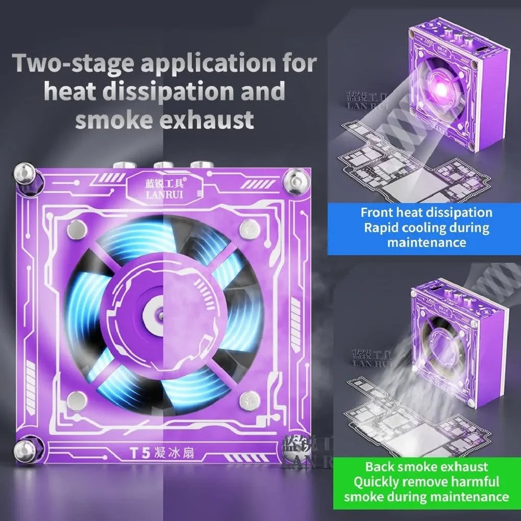 Lanrui T5 UV Lamp Cooling Fan for Mobile Phones Repair 3W Curing & Heat Dissipation 3-Speed Adjustable with PD Fast Charge Tools
