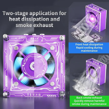 Lanrui T5 UV Lamp Cooling Fan for Mobile Phones Repair 3W Curing & Heat Dissipation 3-Speed Adjustable with PD Fast Charge Tools
