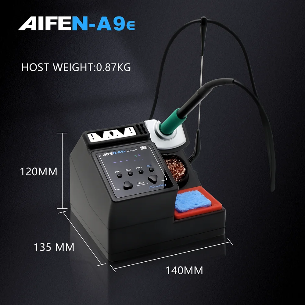 Estación de soldadura AIFEN A9E de 160 W con calentamiento rápido, compatible con puntas C210 y C245, para soldadura electrónica y retrabajo.
