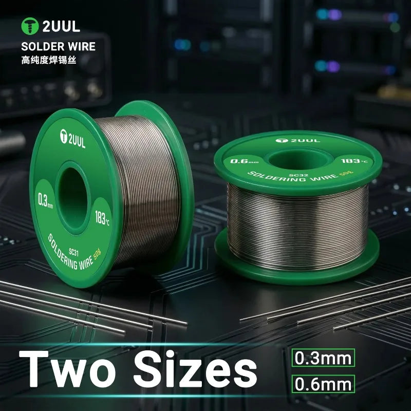 2UUL Solder Wire High Purity 0.3mm 0.6mm 50g Fast Melting Shiny Solder Joints for Mobile Phone BGA Computer Repair