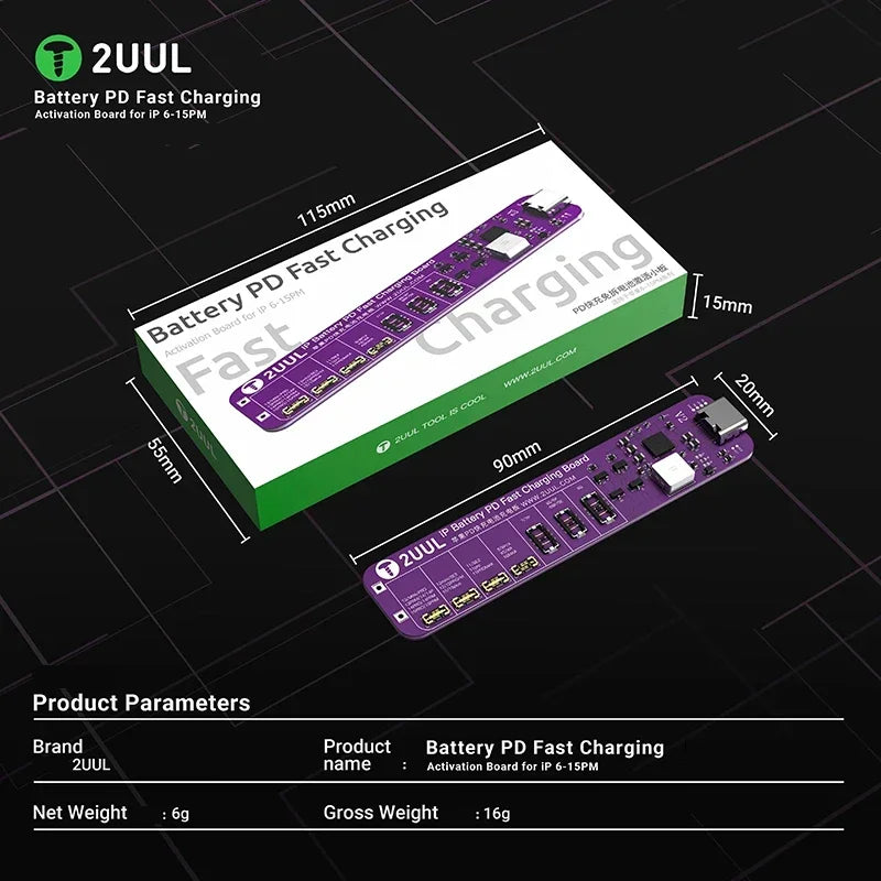2UUL BT01 Battery PD Fast Charging and Activation Board No Need Disassemble For 6-15PM PD Fast Charging Repair Tool
