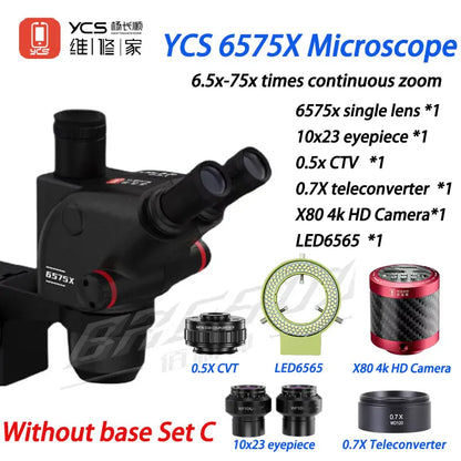YCS Repairer YCS-6575X Trinocular Microscope 6.5x-75x times continuous zoom mobile phone repair equipment