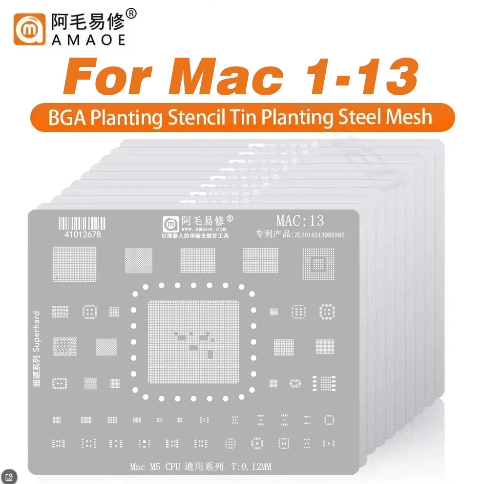 AMAOE Multi-Series Smartphone & Tablet BGA Reballing Stencil Sets (0.12mm)