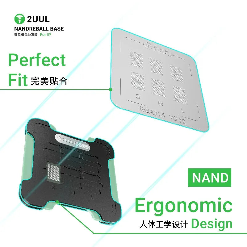 2UUL BH16 Magnetic Dual-Sided NAND Reballing Platform Set for IPhone Android EMMC Qualcomm Hisilicon NAND Flash Chip Repair Tool