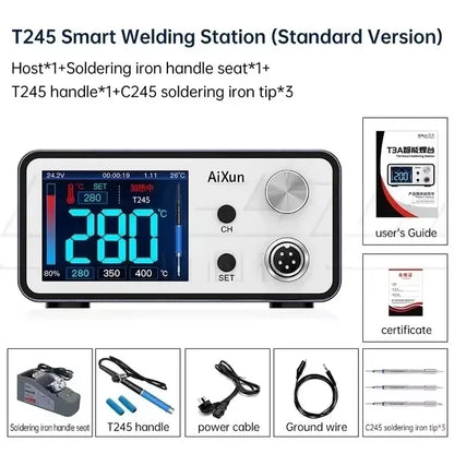 Aixun 200W T3A Intelligent Soldering Station with Electric Soldering Iron T12 T245 936 Handle Welding Tips for SMD BGA Repair