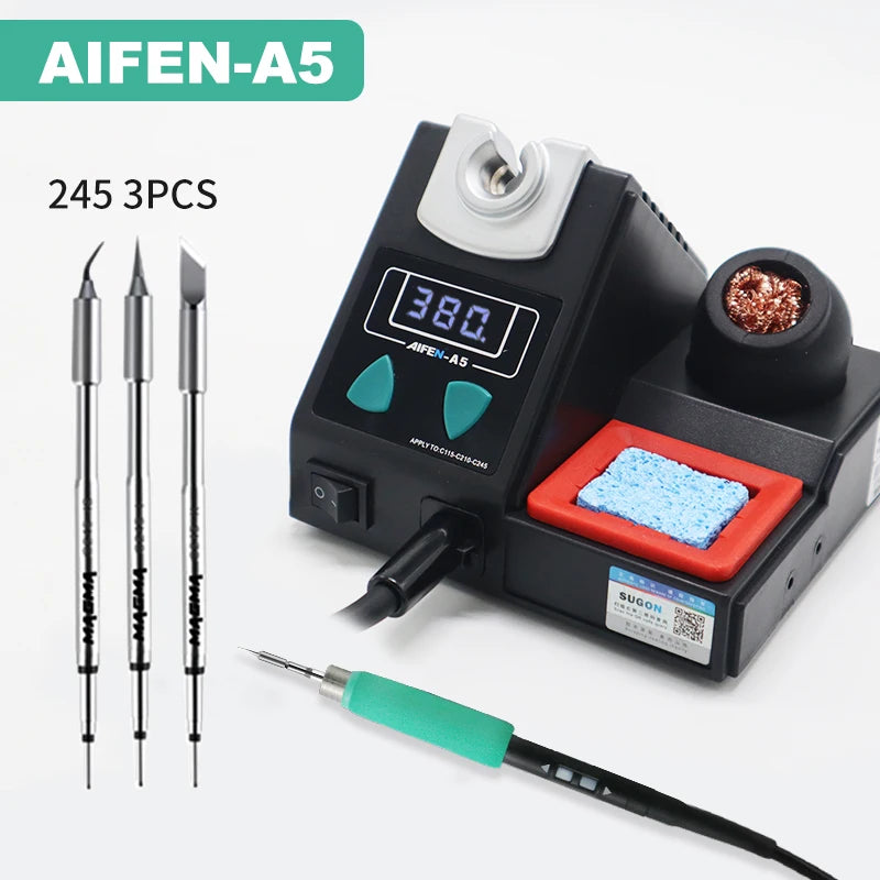 AIFEN A5 Soldering Station Compatible Soldering Iron Tips C210 245 C115 Handle Soldering and Rework Station Electronic Tool