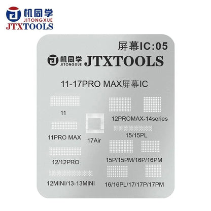 JTX Display Screen IC 11/12/13/14/15/16/17 Pro Max Reballing/Protection Stencil Net LCD Screen IC Cable Tin Planting Stencil