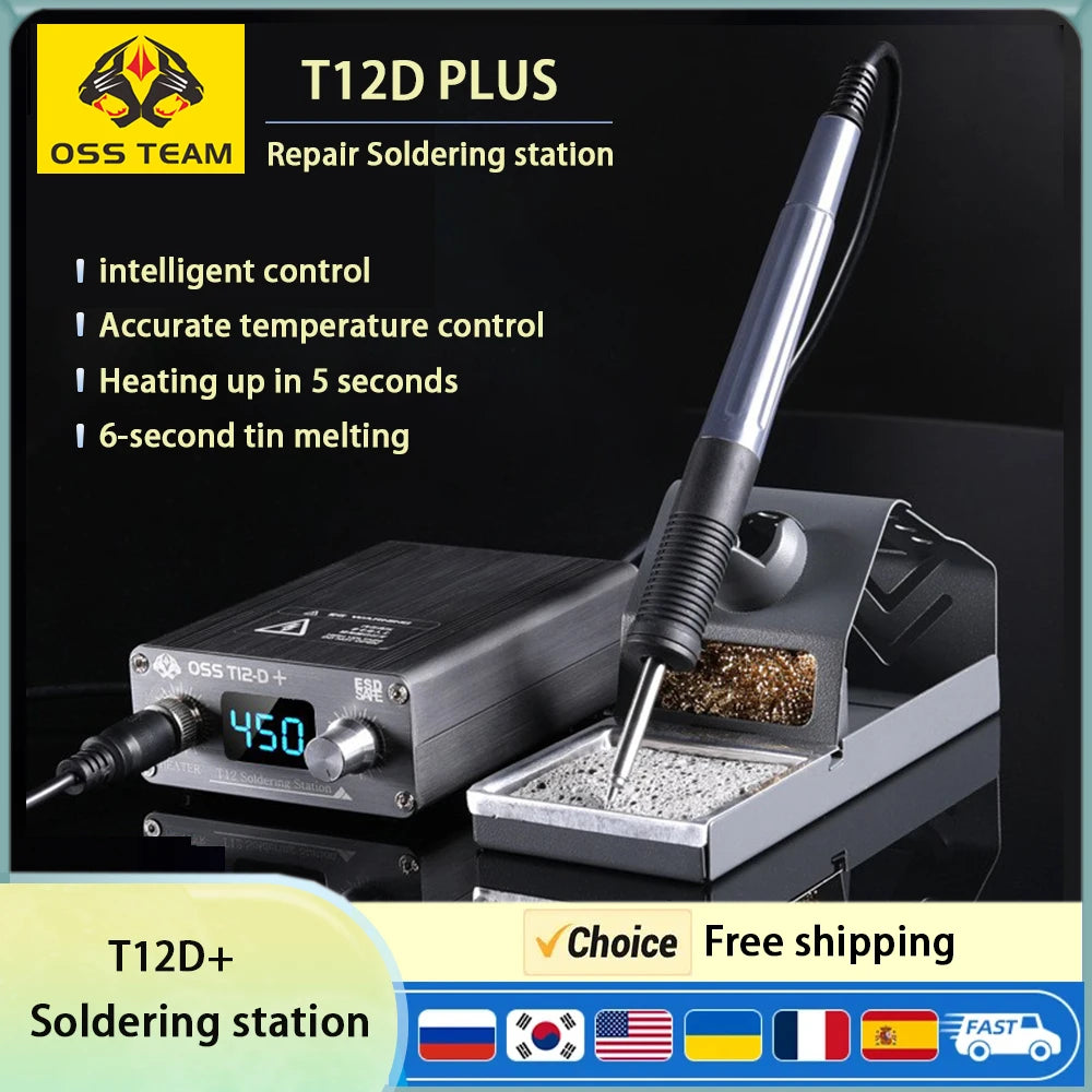 Estación de soldadura OSS T12 de 75 W con pantalla digital LED inteligente, protección antiestática y termostato para reparación y soldadura