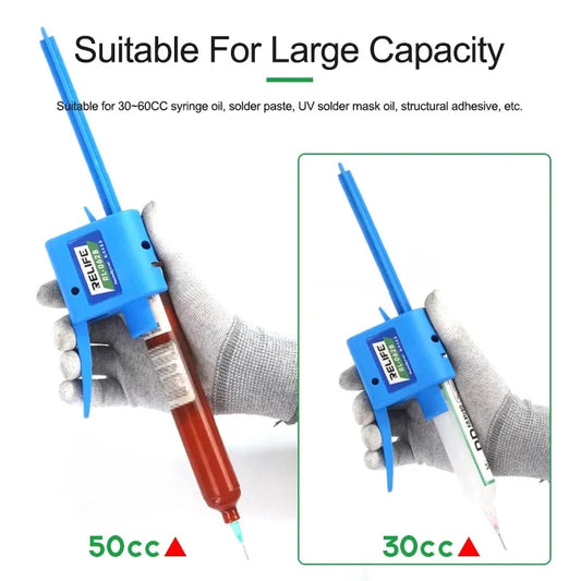 RELIFE 10-60cc Manual Solder Flux Dispenser Universal Welding Oil  Extruder UV Paste Needle Booster Glue Propulsion Syringe Tool