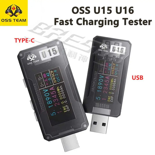 Probador de carga rápida OSS U15/U16 Tipo-C/USB-A 600W 12A 50V para reparación de teléfonos móviles Herramienta de prueba de inspección de corriente voltaje potencia