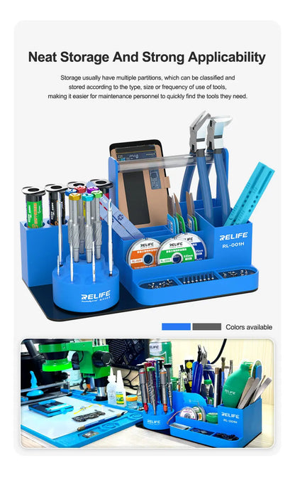 RELIFE RL-001H 360° Rotating Intelligent Repair Storage Rack Rotating Classified for Screwdriver Tweezers Parts Tin Wire Tools