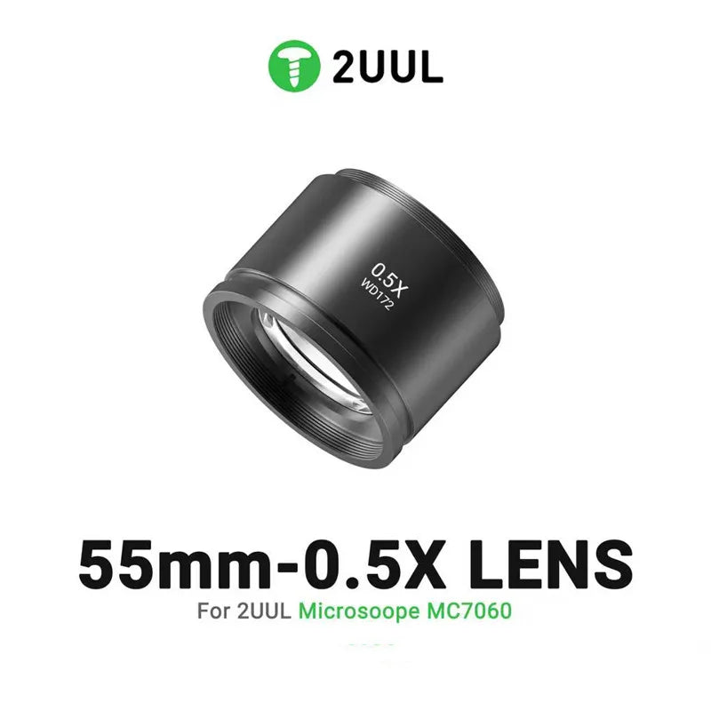 2UUL MS05 55mm-0.5X Lens for 2UUL Microscope MC7060 Auxiliary Objective Lens for Zoom Stereo Microscope