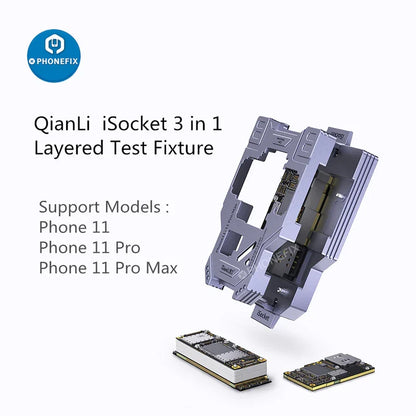 QIANLI ISocket 4IN1 for iPhone X 11 12 13 14 15 16 17 Pro Max Motherboard Test Fixture Double-deck Motherboard Function Tester
