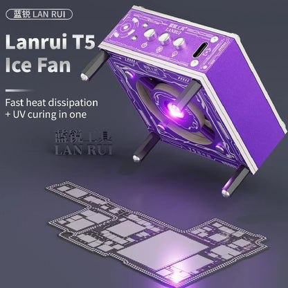 Lanrui T5 UV Lamp Cooling Fan for Mobile Phones Repair 3W Curing & Heat Dissipation 3-Speed Adjustable with PD Fast Charge Tools