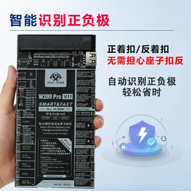 OSS W209 PRO V11 Battery Activator Panel Fast Charge Detection Board For iPhone 6-17 Pro Max Samsung Android Phones Activation