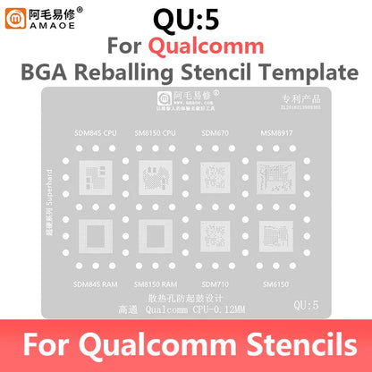 Amaoe QU1-QU8 Qualcomm Snapdragon CPU BGA Reballing Stencil Set