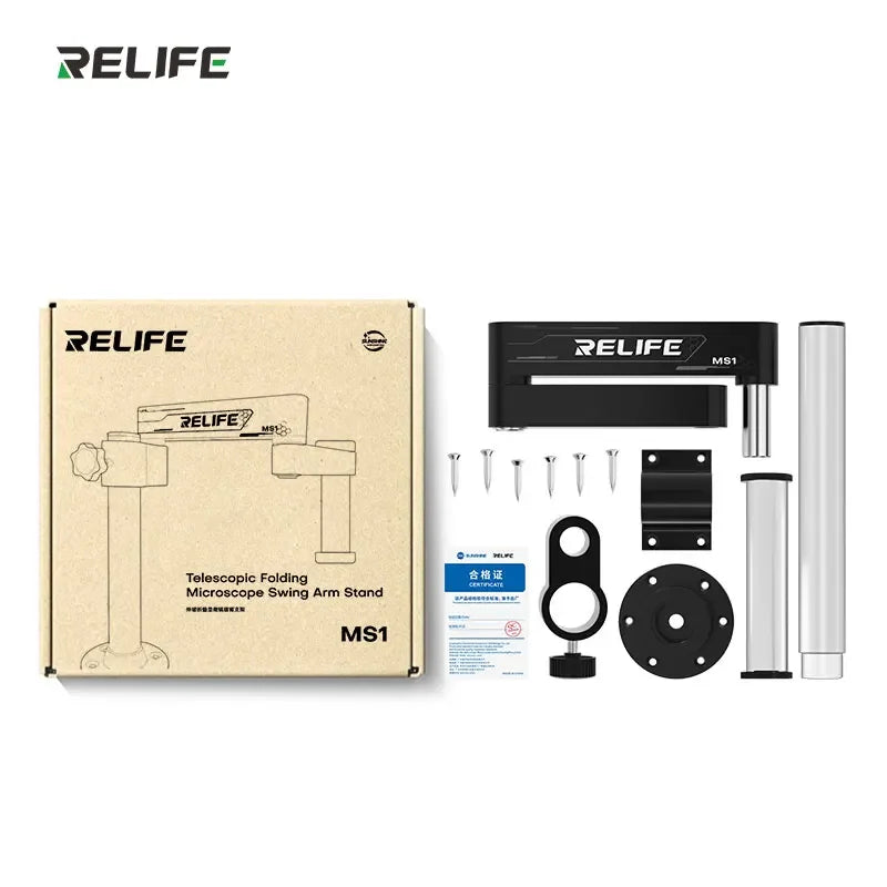 Soporte giratorio de 360° para microscopio RELIFE MS1 | Soporte de pared plegable con brazo oscilante para microscopios y herramientas de laboratorio