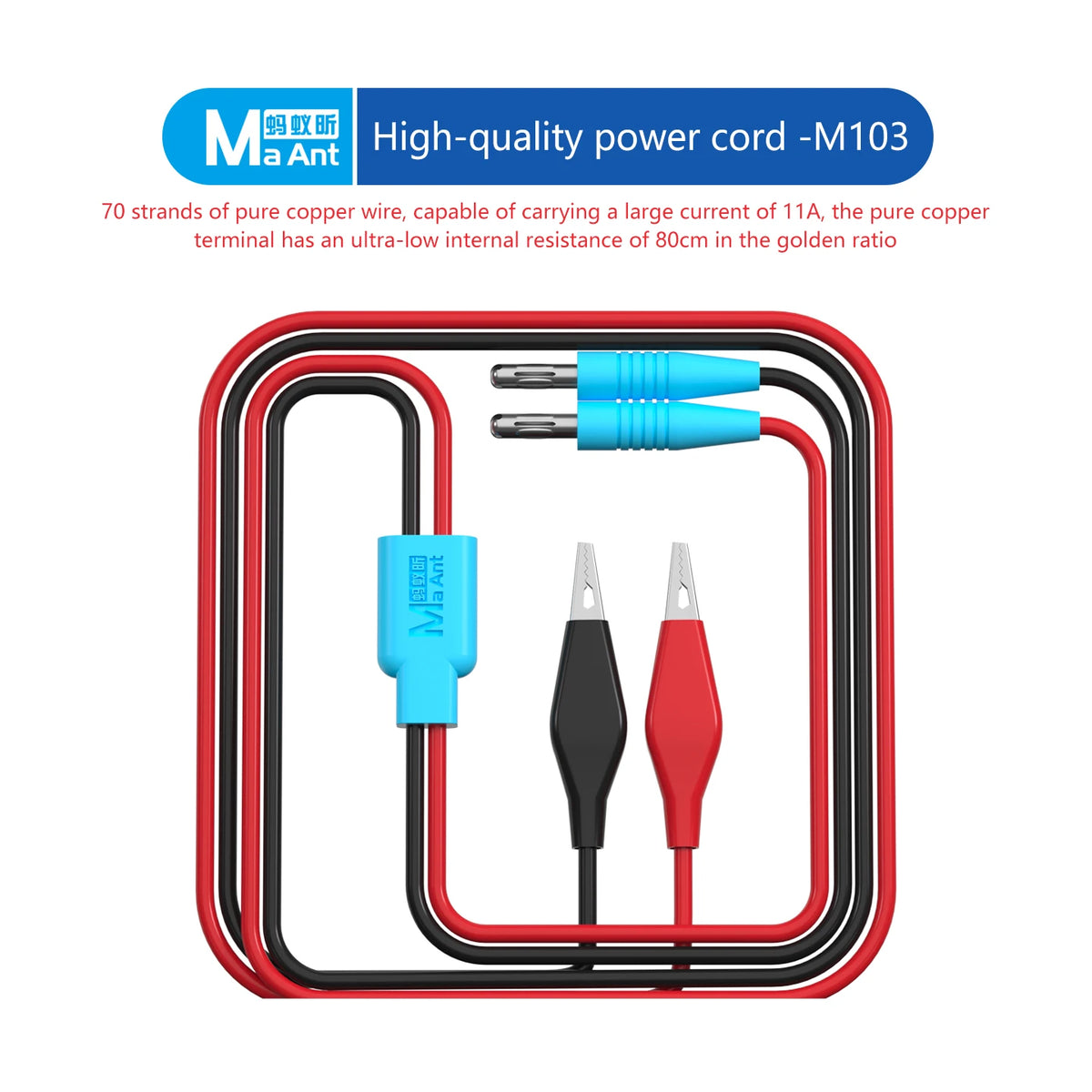 Cables de prueba MAANT M103 con conector tipo banana y pinzas de cocodrilo