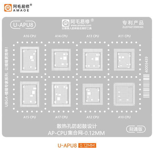 Plantilla BGA para CPU de iPhone AMAOE U-APU1-U-APU8
