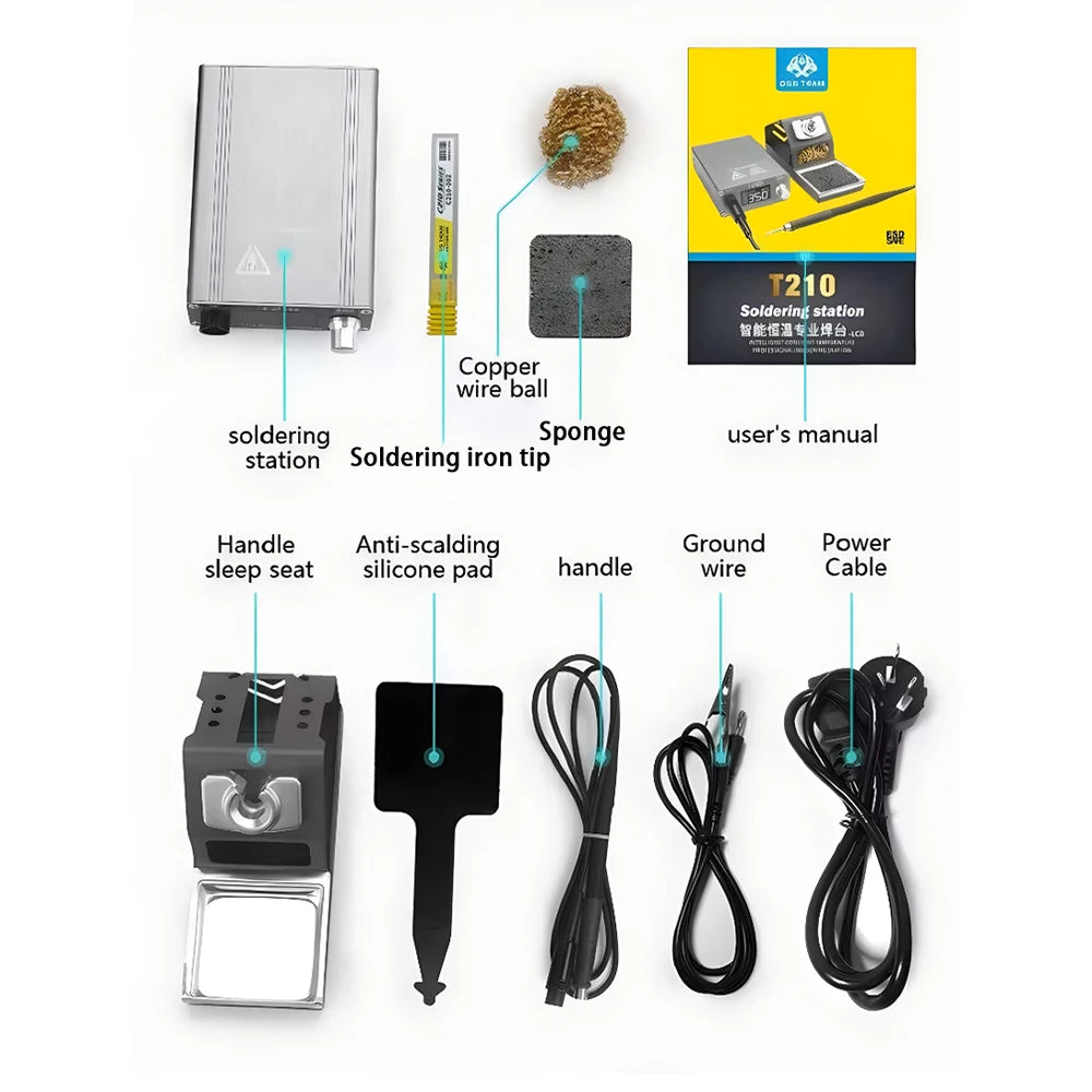 Estación de soldadura OSS T210 de 75 W con pantalla digital, temperatura constante y estaño fundido 2S para herramientas de precisión de soldadura y reparación